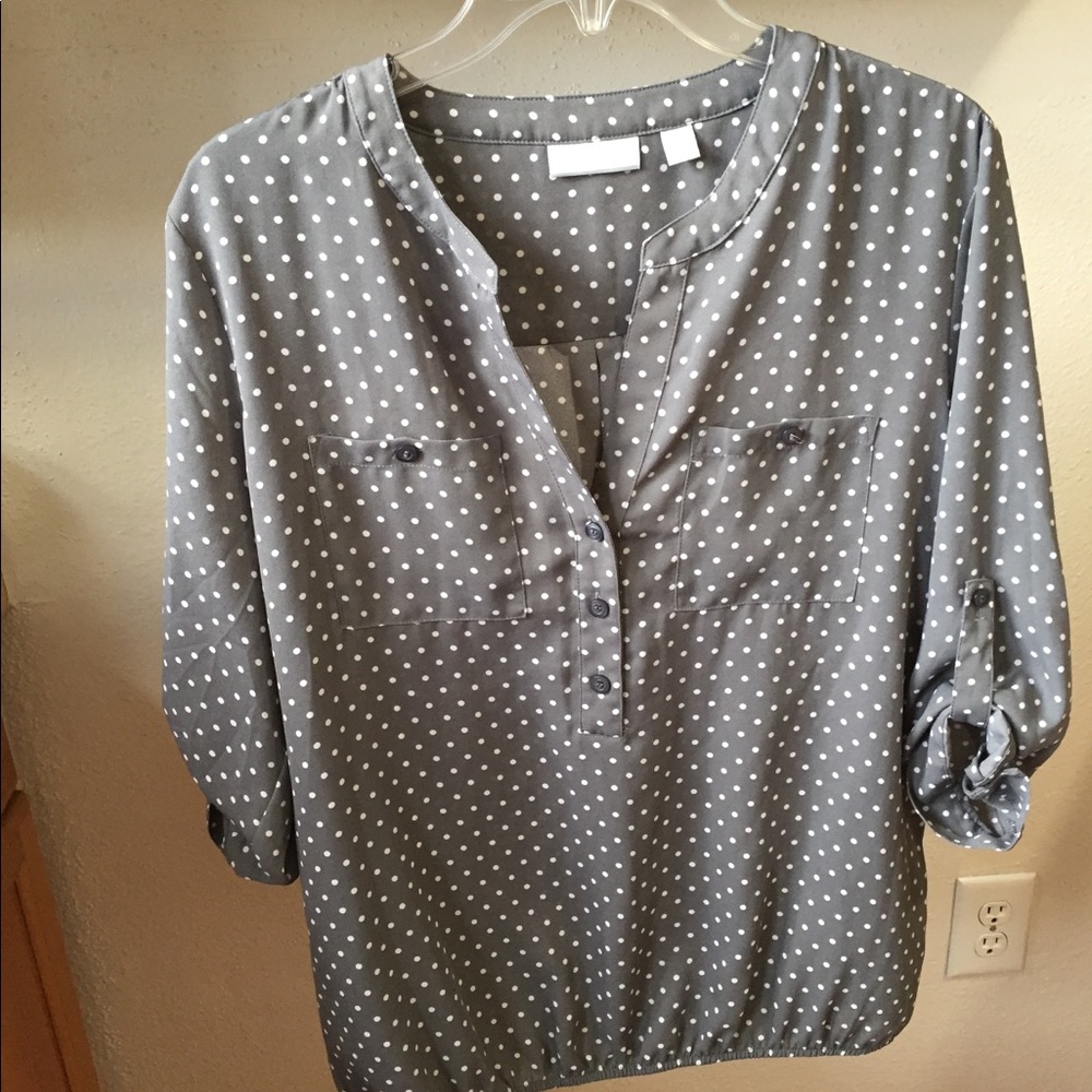 Grey Polka dot blouse